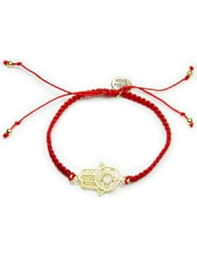 Smilla Brav Damen-Armband HAMSA - rot / goldplattiert - Hand der Fatima Chakra Energie-Armband