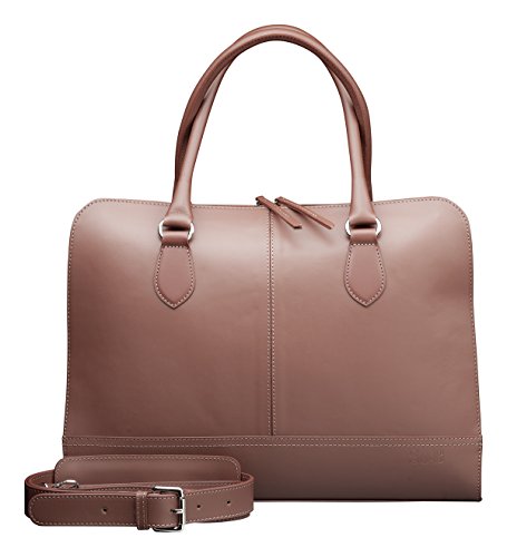 Su.B 15.6” 14” Diagonale professionelle Design Damen Laptoptasche, echtes Leder - Made in Italy (Braun)
