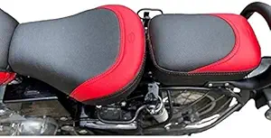 Amazon Brand - ROYAL WARRIORS Classic Seat Cover RW134A15 Waterproof PU Leather Anti Skid Split Type Cushion with Lase Seat Cover Red-Black For Royall Eenfield Classic 350cc & 500 cc BS-3, BS-4 & BS-6