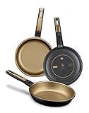 Limpieza fácil e higiénica BRA Terra - Set de 3 sartenes, 20-24-28 cm, aluminio fundido, aptas para todo tipo de cocinas incluida inducción