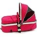i-Safe System - Raspberry (Pink) Trio Travel System Pram & Luxury Stroller 3 in 1 Complete With Car Seat + Rain Covers