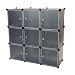 Produktbild PrimeMatik - Schuhschrank Stufenregal Modular Garderobenschrank 9-Kubus 35x35cm schwarz mit Tür