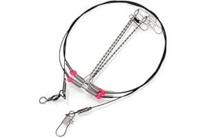 Milepetus 10 Pcs Stainless Steel Fishing lures Wire Leader Trace with Snap & Beads & 3 Arms Fishing Rigs Leaders Trace 50LB Tested for Fresh/salt Water