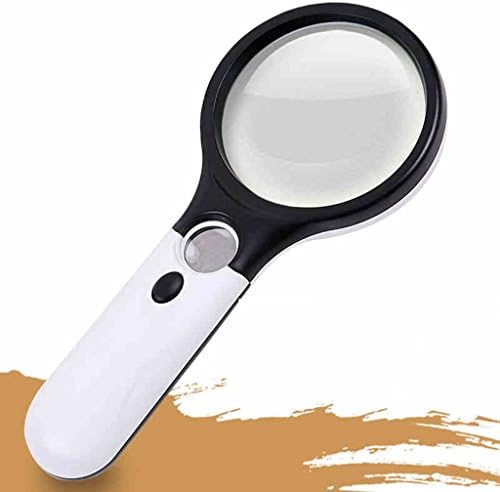 DFHHG® Handheld Magnifying Glass, Acrylic Material 3 LED Lights Suitable For The Elderly, Stamps, Finance, Taxation, Outdoor And Other People Use (with Battery) easy to carry