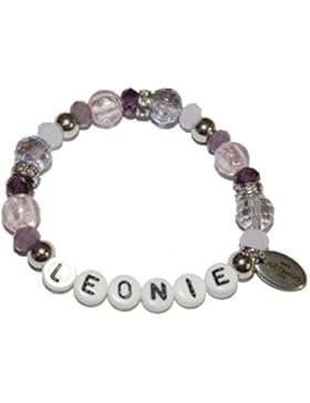 ARTemlos® Handmade Kinder-Armband mit Name aus Edelstahl und Perlen (065)