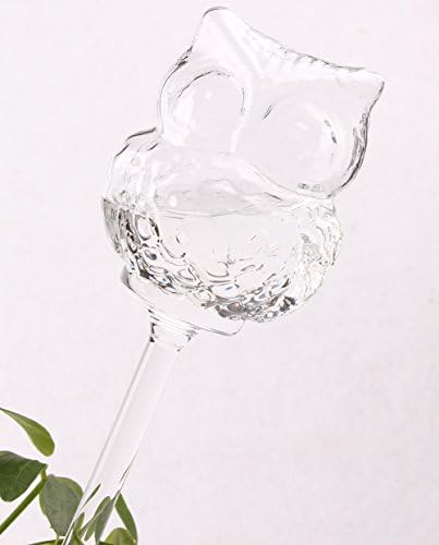Dulinlan 2pcs Owl Shape Plant Self Watering for Small Plant Aqua Globes Plant Automatic Watering Bulbs Hand Blown Clear Glass