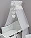 Baby Cot Bed Crown Canopy / Mosquito Net 480 cm + Floor Free Stand Holder - HEARTS WHITE