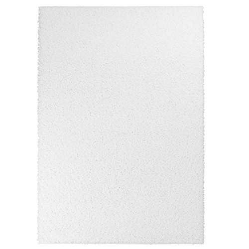 Uni Hochflor Shaggy Teppich Einfarbig Weiss Neu Öko Tex 100×200 cm - 4
