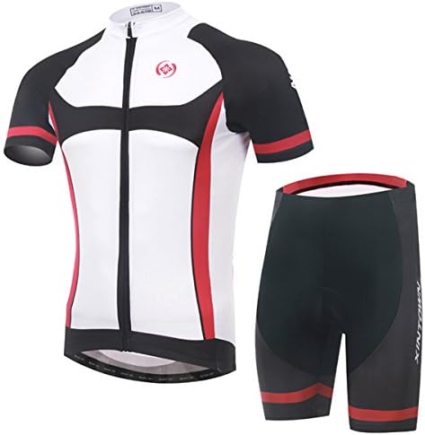 XINTOWN Summer Bike Wear Cycling Long Sleeve Men's Bike Suits Short Bib Pant With Gel Pad Spring&Autumen Triathlon Clothing ( Color : White , Size : M )