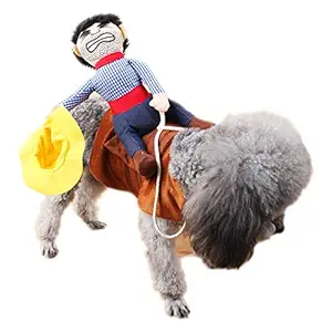 Xiaoyu Pet Dog Cat Halloween Costume, Riding Horse Style Costume, Funny Pet Knight Style Clothing for Dog Cat Cosplay, L