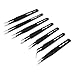 Price comparison product image PIXNOR Tweezers 7-Piece Precision ESD Anti-Static Stainless Steel Tweezers for Electronics, Jewelry-Making, Laboratory Work, Hobbies
