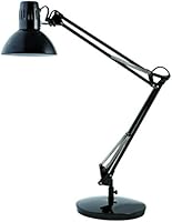 Alba ARCHI N Lampe architecte fluorescente avec pince et socle Noir