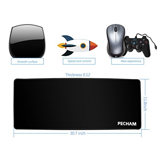 PECHAM Großes Computer Gaming Office Mauspad – Größe XXL – Maus Mat /Pad Wasserfestes Mouse Pad -mit Anti-Rutsch-Gummi-Basis – In den Maßen: 770x290x3mm-Spezielle Oberflächen-Textur für präzise Kontrolle - 6