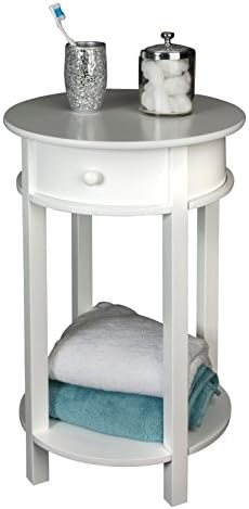 (71212 ROUND) White Wooden Round Side, bedside, bathroom, hall, occassional or coffee Table