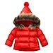 Produktbild Baby Kinder Daunenjacke Mantel VENMO Mädchen Warme Kleidung daunenjacken parka Daunenjacke Winterjacke mit Fellkapuze Verdickte Kinderjacke short Jacket Wintermantel Parka Outerwear (80, Red)
