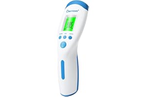 Berrcom termómetro digital termómetro frente infrarrojo sin contacto termómetro bebés, Médico termometros pantalla retroiluminada de tres colores, ℃ y ℉ Conmutable, Temperatura de lectura instantánea