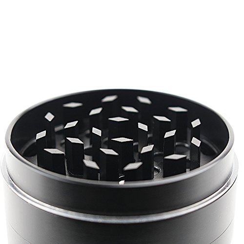 LIHAO Grinder 4tlg Crusher für Tabak Kräuter Gewürze Transparent Schwarz [Lebenslange Garantie] - 3