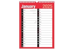 SHINEONE 2025 Calendar,Planners & Personal Organizers, 2 Column Month to View Spiral Bound Wall Planners,Holidays and Notable Dates,Wall Planner Spiral Bound for Home Business Office School(A4 Month to View)