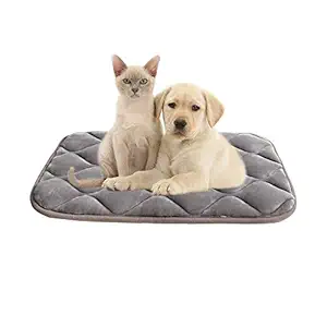 Furrybaby Dog Bed Mat Crate Mat with Anti-Slip Bottom Machine Washable Pet Mattress for Dog Sleeping (S 28x18', Sliver Grey Mat)