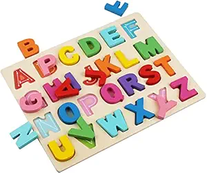 Smoneo Wooden Alphabet Puzzles, ABC Puzzle Board for Toddlers 3-5 Years Old, Preschool Boys & Girls Educational Learning Letter Toys, Sturdy Wooden Construction