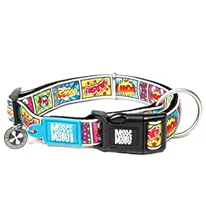 Max & Molly Ultra Comfortable Padded Neoprene Sport Dog Collar with Smart Id Tag, Classic Comic M