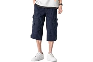 Onsoyours Hommes Cargo Shorts en Coton Bermuda Pantalon 3/4 Pantacourt Casual Multipoches Décontracté Eté Hommes Short de Sport Court Pantalon