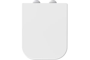 MASS DYNAMIC Square Toilet Seat Features Soft-Close, White Loo Seat with One-Button Quick Release for Hassle-Free Cleaning, Top Fixing Adjustable Hinges