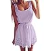 Produktbild Hffan SommerKleid Damen Sexy Ärmelloses ChiffonKleid Elegant Einfarbig Party Abendkleid MiniKleid Freizeitkleid Cocktailkleid Spitzenkleid Knielang Kleid Hemdkleid Blusekleid Kleidung (Lila, S)