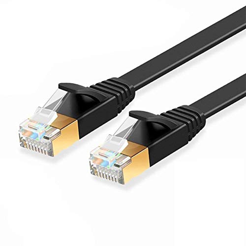 ULTRICS Cable Ethernet CAT7, Cable de Red Alta Velocidad Plano LAN 10000Mbit/s con Enchufe Oro RJ45 Chapada Cabeza STP Línea de Módem para Redes de Internet, Enrutador [Negro] - 30 Metros