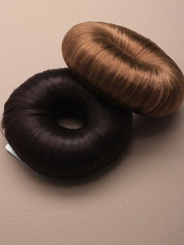 Faux hair ring scrunchie 8x3cm chunky bun scrunchie (Brown)