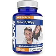 Biotin 10,000mcg, 360 Vegan Tablets (12 Months Supply). Maintains Hair and Skin. Vegetarian Society Approved
