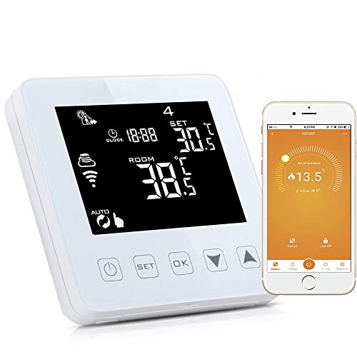 Preisvergleich Produktbild JY Intelligente Thermostat WiFi Elektroheizung Wandheizkessel, WLAN-Thermostat für Mobiltelefone Multifunktions-LCD-Großbild-Innenthe...