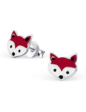 Bungsa© Fuchs Kinder-Ohrstecker .925 Sterling Silber (Ohrringe Echtschmuck Studs Ohrschmuck Jungen Mädchen)