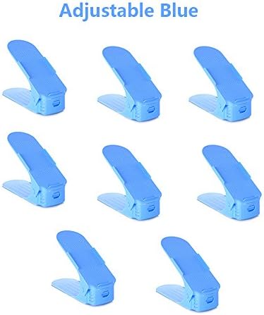 Adjustable Shoe Holder, Shoe Organizer, Plastic Creative Shoes Boxes,Double Your storage space ( 8 piece) (Blue)