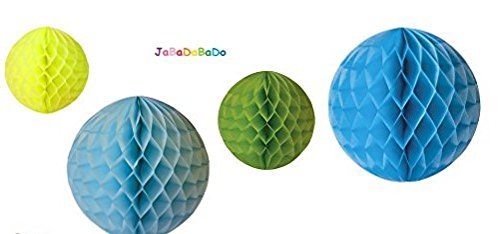 JaBaDaBaDo Partypaket „Streifen“ blau oder pink bunt Partyset ausgefallen Kindergeburtstag Deko Tischdeko Geburtstag Mädchen Junge Partydeko Honeycombs Strohhalm Partyhütchen - 7