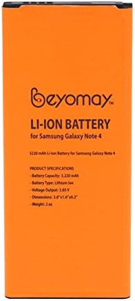 Beyomay Battery for Samsung Galaxy Note 4 Original Rechargeable Replacement Battery Li-ion 3220mAh with NFC