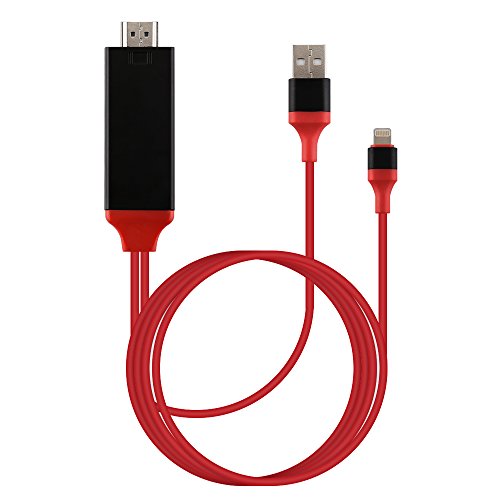 Lenuo 8 pin 2M Kabel für iPhone 6 6S 5S 5 HDMI HDTV AV Adapter auf HDMI 1080p Stecker 6,56ft Apple Lighting cable zum HDMI (rot) - 7