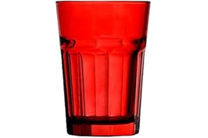 Topkapi 251.019 - Set di 6 bicchieri da longdrink rosso Miami Red da 36 cl in vetro rosso fuoco per cocktail, longdrink, mojito, succo, acqua, altezza ~ 12 cm