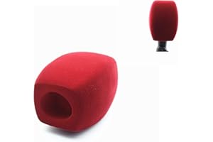 SAIDBUDS Pare-brise en mousse pour micro floqué Housses en mousse pour micro à main Pare-brise pour microphones d'interview télévisée (carré, rouge)