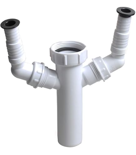 Siphon Universel Pour évier 1½” Avec Prise Lave-vaisselle – Sortie 40 Mm, Hauteur Réglable 130-300 Mm, Blanc, Gain De Place - 8