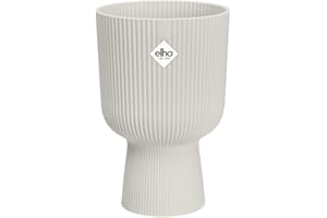 Elho Vibes Fold Coupe 14 - Pot De Fleurs pour Intérieur - Plastique 100% recyclé - Ø 13.9 x H 21.0 cm - Blanc/Blanc Soie
