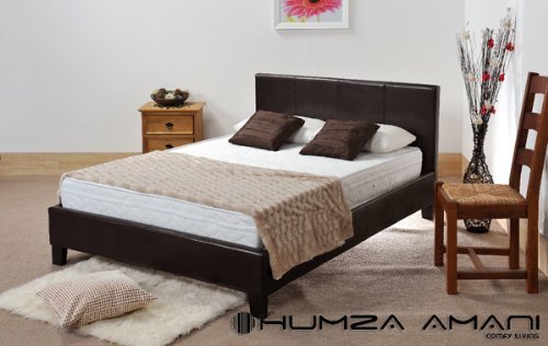 4ft Small Double Brown Faux Leather Prado / Haven Bed