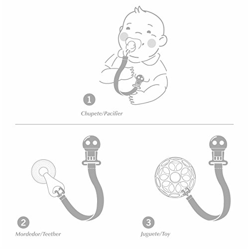 Cambrass 38545 Schnullerkette mit Clip aus Stoff, 2 x 21.5 cm, Stela grau gepunktet - 5