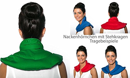 Nackenhörnchen mit Stehkragen froschgrün, Kirschkernkissen; Nackenkissen Wärmekissen – Ein sehr wohliger Nackenwärmer - 6