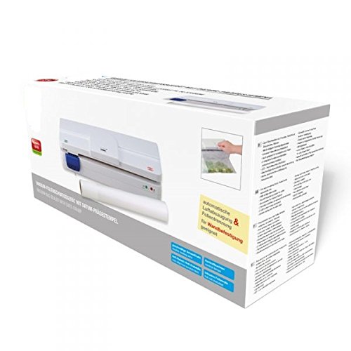 VacuPack Folienschweißgerät / Vakuumierer mit Datumprägestempel, Vakuumiergerät mit 30cm Doppelschweißnaht, inkl. 3m BPA-Freie Folienrolle / Vacuumbeutel, weiss - 4