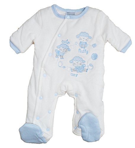 Boys Baby Blue/Cream Padded All In One Suit Cute Fluffy Tiny Sheep Design (0-3 Months)