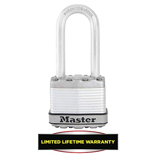 Master Lock Candado Alta Seguridad [Llaves] [Acero Laminado] [Exterior] [Archo L] M1EURDLH-Ideal para Portales, Garages, Sótanos, Plata, 45 mm