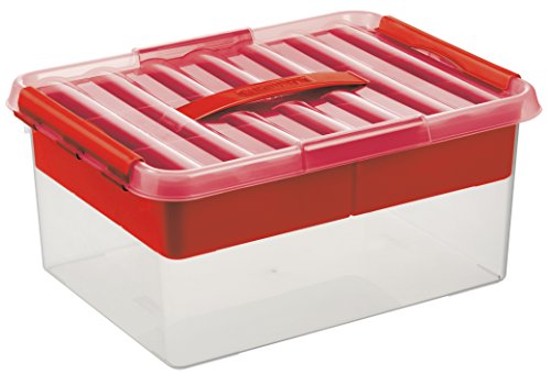 SUNWARE Q-Line Multi Box + 1 Tray - 15 Liter - 400 x 300 x 180 - transparant/rot