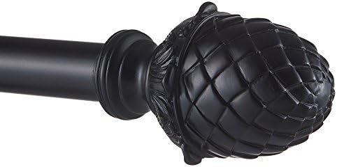 Exclusive Home Acorn Curtain Rod and Finial Set, Iron, Matte Black, 1 x 3 x 36 cm