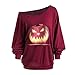 Produktbild Innerternet Halloween Party Kostüme Bluse Pullover Damen Casual Lose Kürbis Druck Schulterfrei Sweatshirt Lange Ärmel Oberteile Tops Tunika Langarm T-Shirt